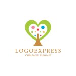 画像1: カラフルで愛らしい木のロゴ (1)