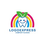 画像1: 笑顔の歯と虹のカラフルロゴ (1)