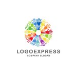 画像1: カラフルな手の円のロゴ (1)