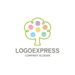 画像1: 笑顔の木とカラフルな実が彩る成長ロゴ (1)