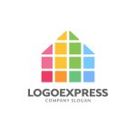 画像1: カラフルなモザイクハウスロゴ (1)