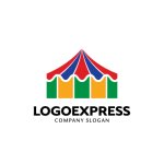 画像1: カラフルなサーカステントの楽しさロゴ (1)