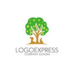 画像1: 子供とウサギと木のロゴ (1)