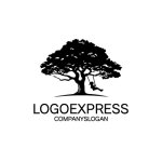 画像1: ブランコに乗る子供と木のロゴ (1)