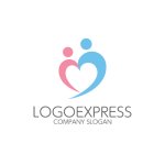 画像1: 優しさと繋がりを育む人々のハートロゴ (1)