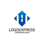 画像1: クールなブルーの抽象ロゴ (1)