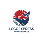 画像1: 雄大なクジラと舞い散る桜のロゴ (1)