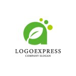 画像1: 葉を配した緑色の「a」ロゴ (1)