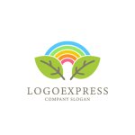 画像1: 虹と葉のロゴ (1)