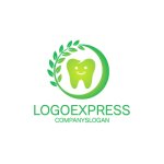 画像1: 笑顔の歯と葉っぱの自然派ロゴ (1)