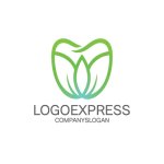 画像1: 葉と蓮のデンタルロゴ (1)