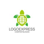 画像1: 地球と葉を背負うエコなカメのロゴ (1)