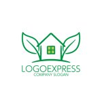 画像1: 葉っぱが育むエコな家のロゴ (1)