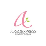 画像1: 葉とピンクAエレガントロゴ (1)
