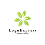 画像1: 葉を花のように配置した素敵なロゴ (1)