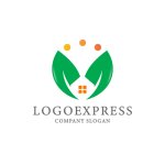 画像1: 葉で包まれた家のロゴ (1)