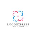 画像1: 愛と絆を紡ぐ四つ葉のクローバーと人々のロゴ (1)