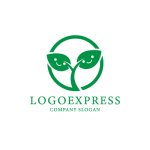 画像1: 笑顔の葉っぱと芽生えのナチュラルロゴ (1)