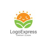 画像1: 葉と太陽の可愛いロゴ (1)