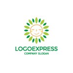 画像1: 葉っぱの太陽と笑顔のオーガニックロゴ (1)