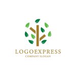 画像1: 葉が舞う木のロゴ (1)