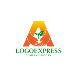 画像1: 「A」の思いやりのある手と芽のロゴ (1)