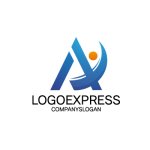 画像1: 希望に満ちて未来へ羽ばたく、AXを象った人物のロゴ (1)