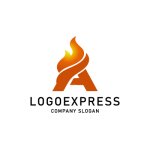 画像1: A字と炎の情熱的ロゴ (1)