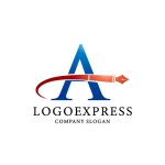 画像1: Aと羽根ペンのロゴ (1)