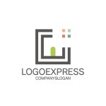 画像1: Cのモダンハウスとカラフルな窓のコミュニティロゴ (1)