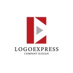 画像1: E字と再生ボタンのモダンロゴ (1)