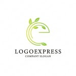 画像1: eを草で描いた自然派のロゴ (1)