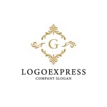 画像1: 優雅なGと装飾フレームのロゴ (1)