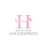 画像1: Hと蓮の花の優雅なロゴ (1)