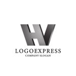 画像1: 幾何学的モノグラム HV ロゴ (1)