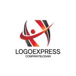 画像1: Hと人型が描くグローバルな飛躍ロゴ (1)