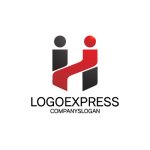 画像1: Hと人型の力強い繋がりと支援のロゴ (1)