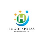 画像1: Hと輝く星、人型が示す健康と成長のロゴ (1)