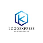 画像1: 未来的な六角形のKロゴ (1)