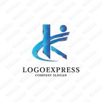 画像1: Kと人をモチーフとした光沢、立体感がある青のロゴ (1)