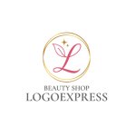 画像1: 優雅なL字と輝く葉のエレガントロゴ (1)