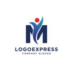 画像1: Mの文字とY字型の人物を描いた成長ロゴ (1)