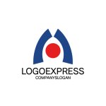 画像1: M字と核が融合したモダンロゴ (1)