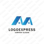 画像1: Mと素敵な屋根をモチーフにした家のロゴ (1)