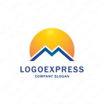 画像1: Mの太陽と山の雄大なロゴ (1)