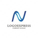 画像1: Nの立体的な螺旋のスタイリッシュなロゴ (1)