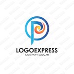 画像1: Pの流れのあるおしゃれなロゴ (1)