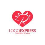 画像1: Rとハートマークのロゴ (1)