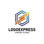 画像1: 六角形とS字型稲妻のスピードロゴ (1)