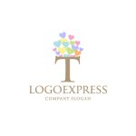 画像1: Tとカラフルなハートのロゴ (1)